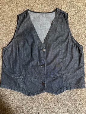 Amazon Dark Denim Button Front Vest, Size XL